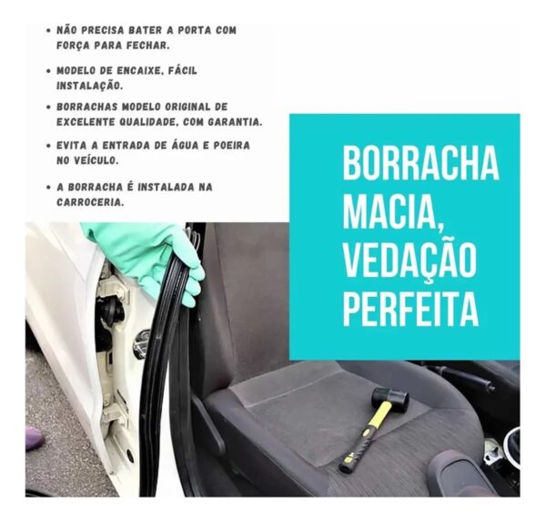 Kit 4 Borracha Porta Corsa Celta Prisma 1996 À 2015 - Imagem 3